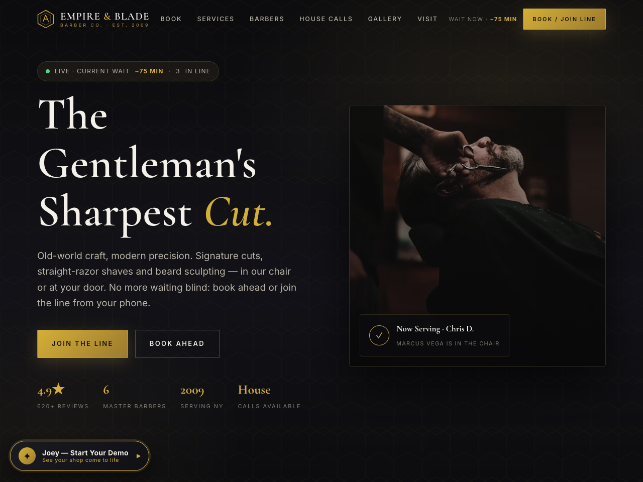 Empire & Blade — premium men's barbershop demo